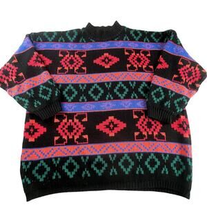 Vintage Stefano International Sweater Geometric Multicolored OSFA OSFM